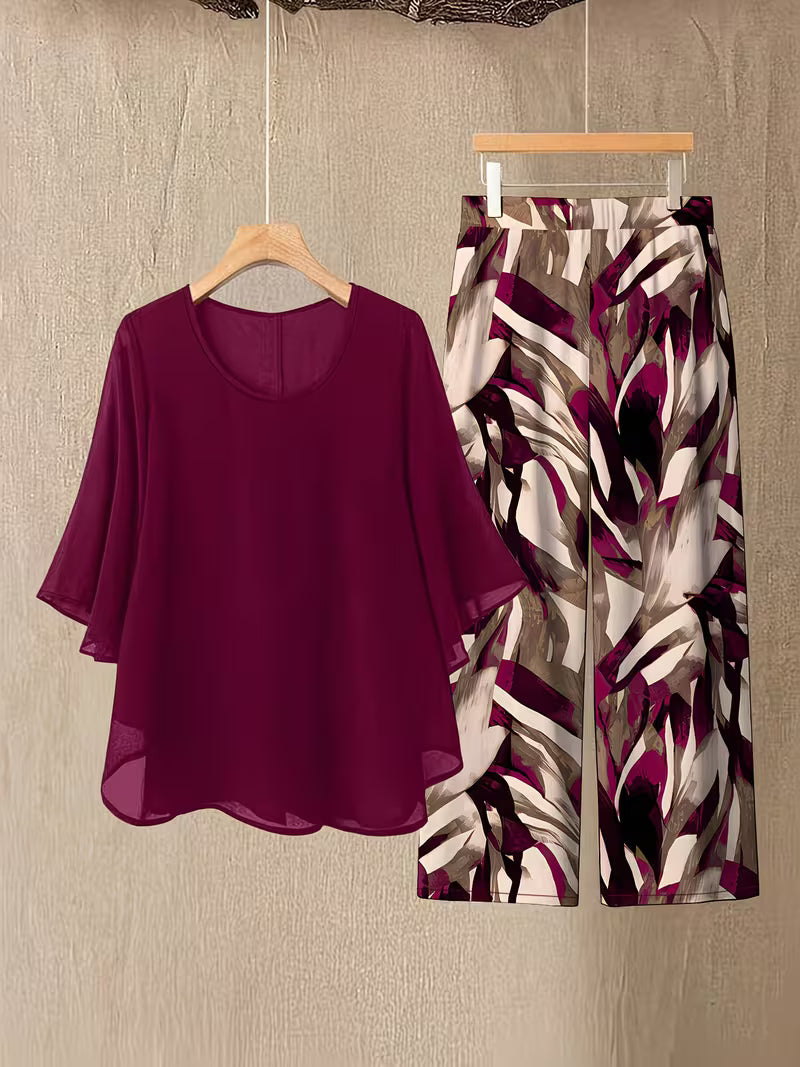 Elegant Brushstroke Plus Size Co-Ord Set