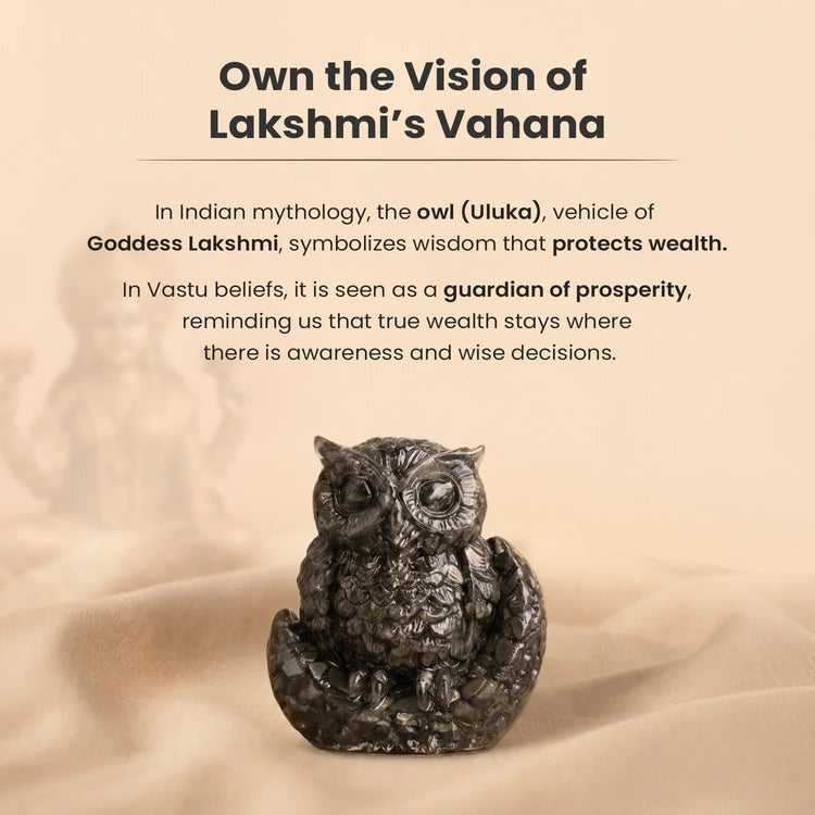 Siddh Mantra Pyrite Owl – Mata Lakshmi Vahan | Wealth, Protection & Prosperity Idol