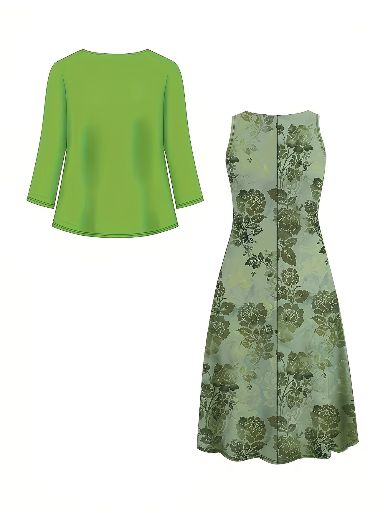 Floral Breeze Layered Dress Set with Jacket