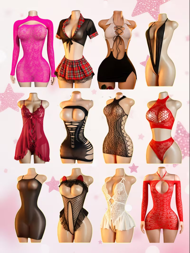 Elegant Lace & Fishnet Bodysuit Set