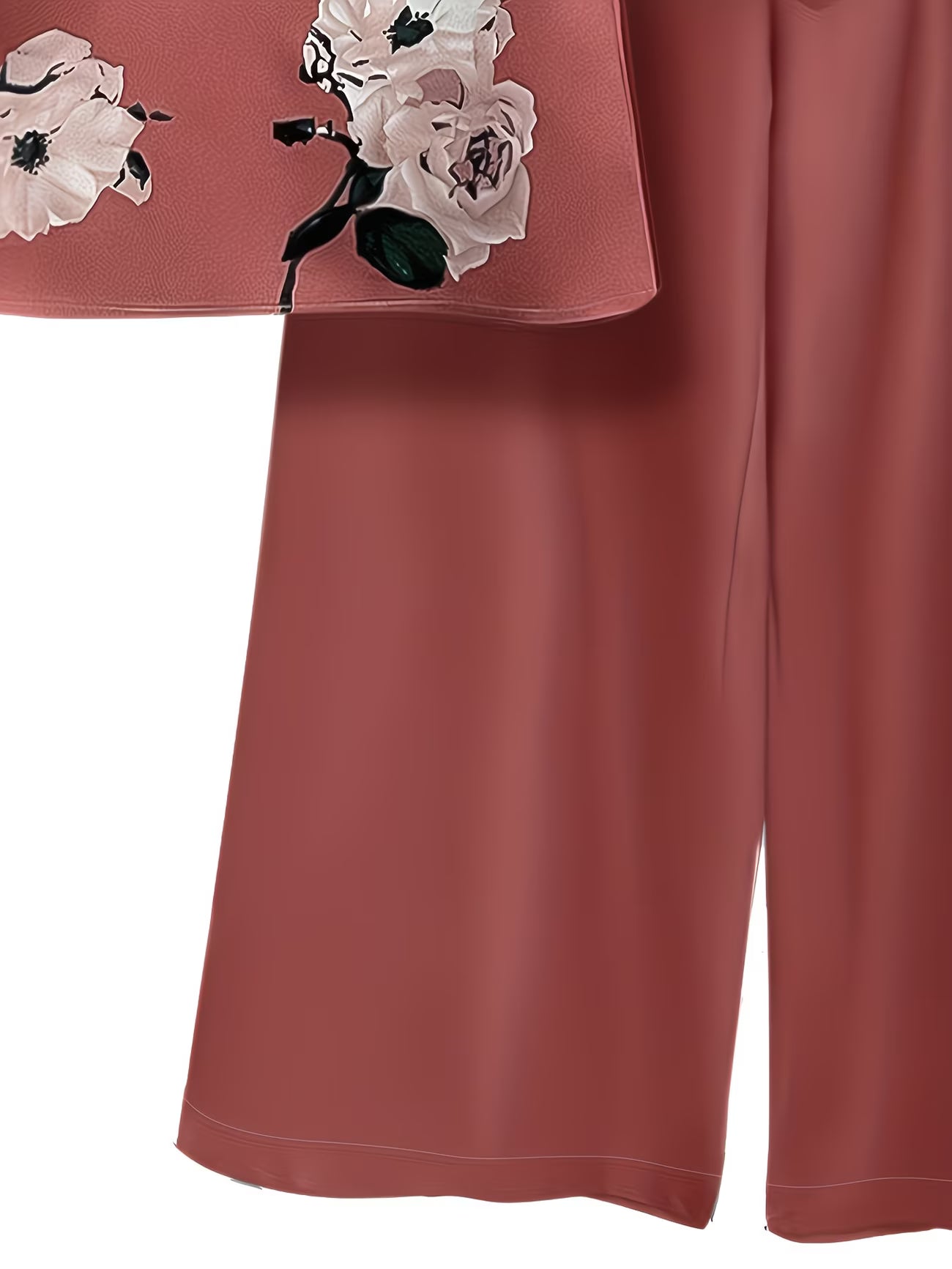 Paisley Elegance V-Neck Pleated Co-Ord Set