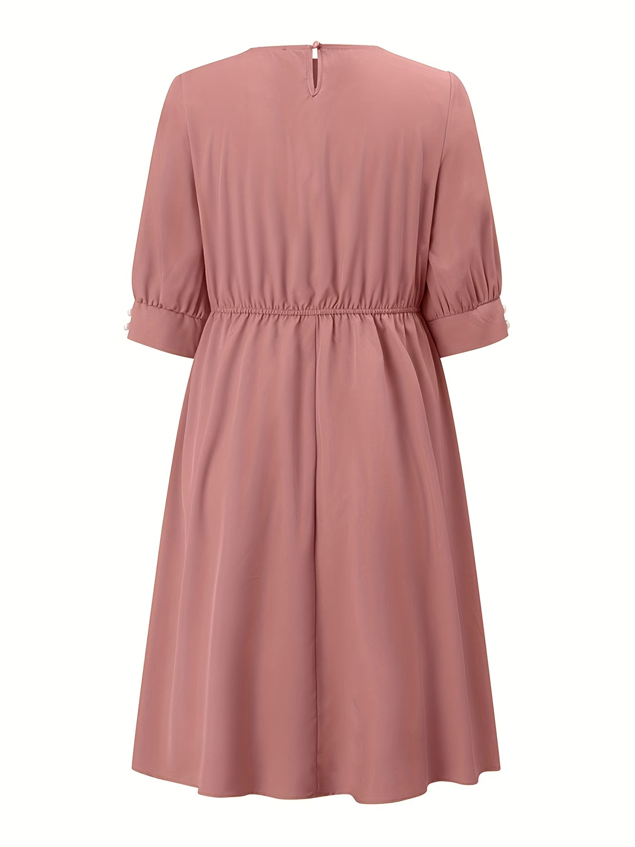 Elegant Korean Style Pleated A-Line Knee Length Dress
