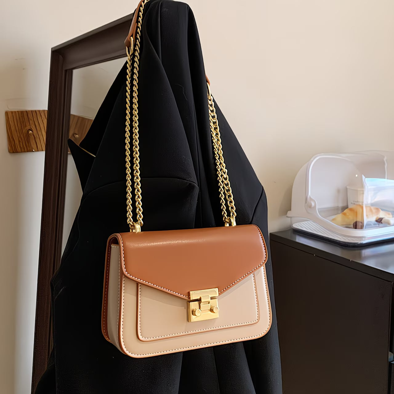 Mini Push Lock Square Chain Bag