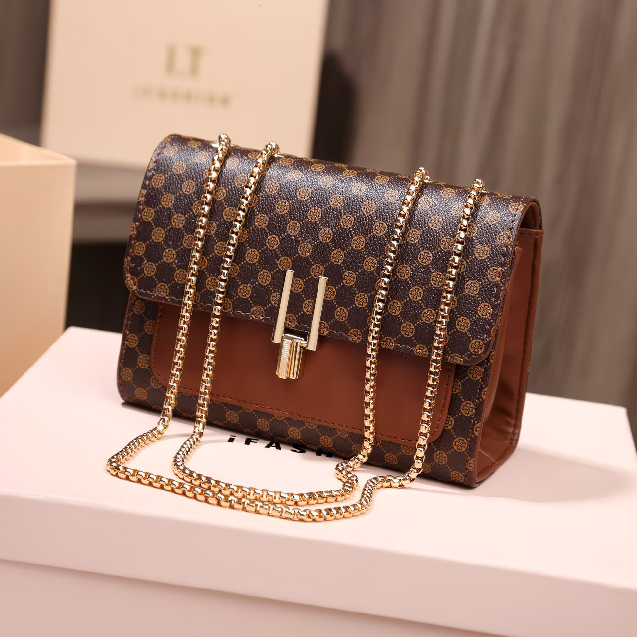 Polka Dot Chain Crossbody Bag
