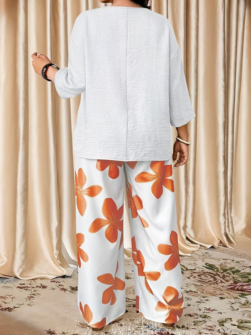 Timeless Parisian Style Plus Size Printed Casual Outfit