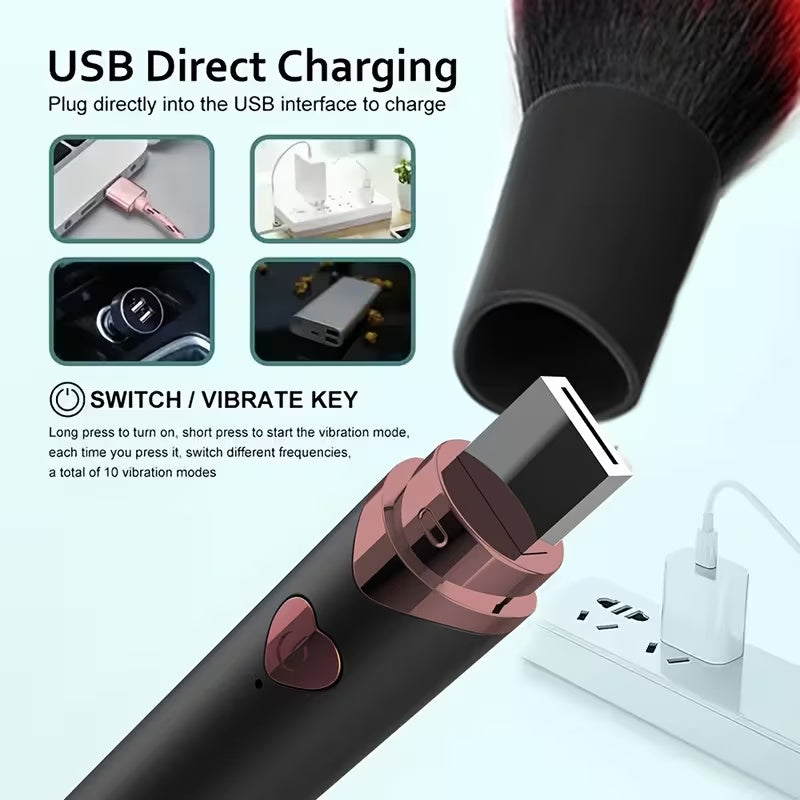 USB Rechargeable Personal Massager – Makeup Brush Style Mini Vibrator with Multi-Speed Vibration for Targeted Relaxation