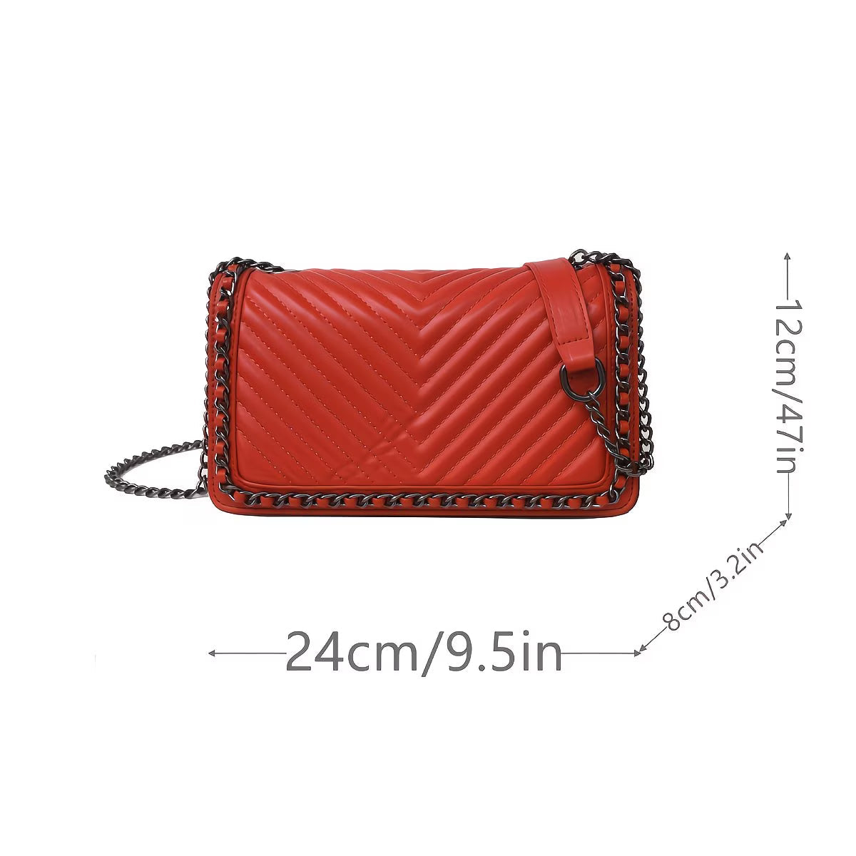 Minimalist Herringbone Flap Chain Bag