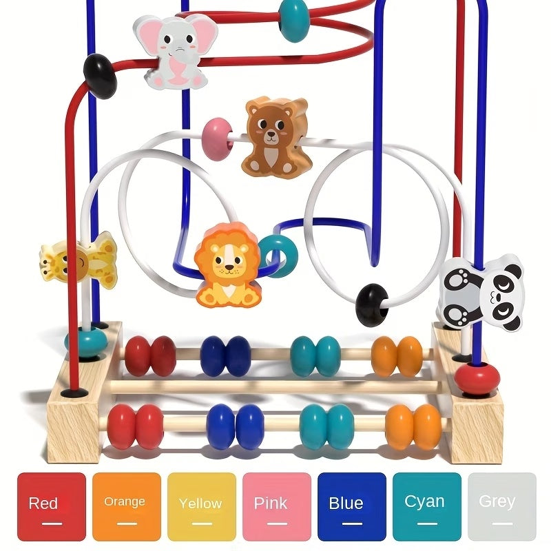 🧸 Animal Bead Learning Toy – 3-Line Educational Puzzle for Kids