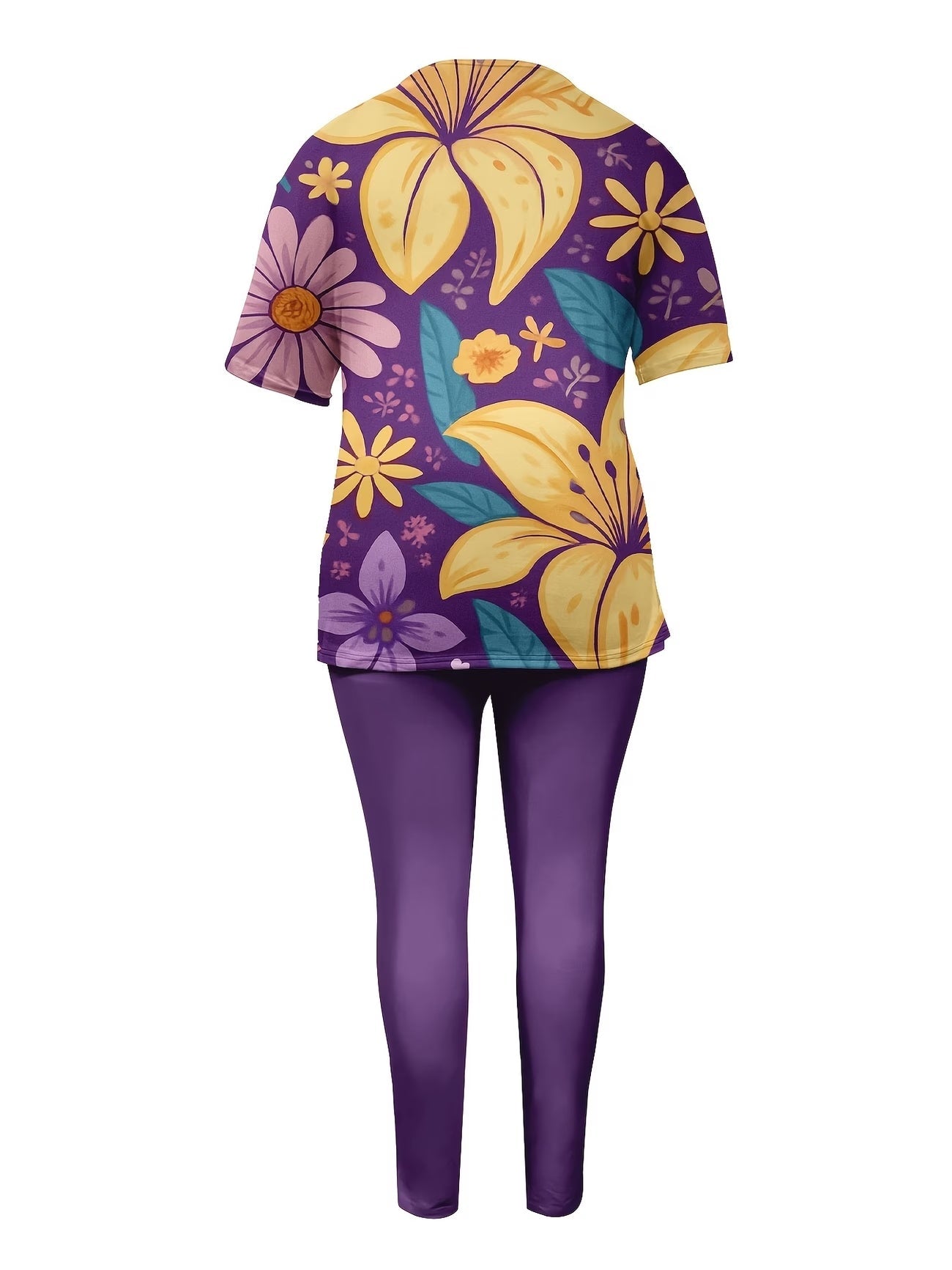 Womenβs Floral Printed Co-Ord Set β Short Sleeve Top & Trouser 2-Piece Casual Outfit