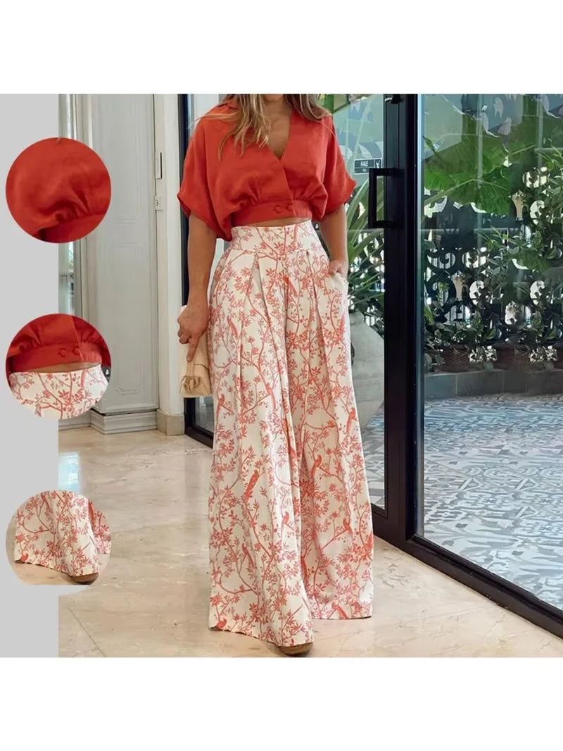 Women’s 2-Piece Printed Outfit – Casual & Stylish