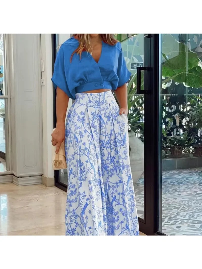 Women’s 2-Piece Printed Outfit – Casual & Stylish