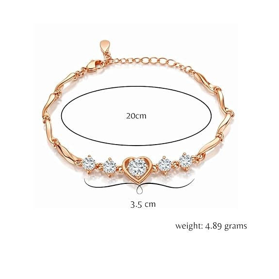 Rose Gold White Tulip Heart Bracelet