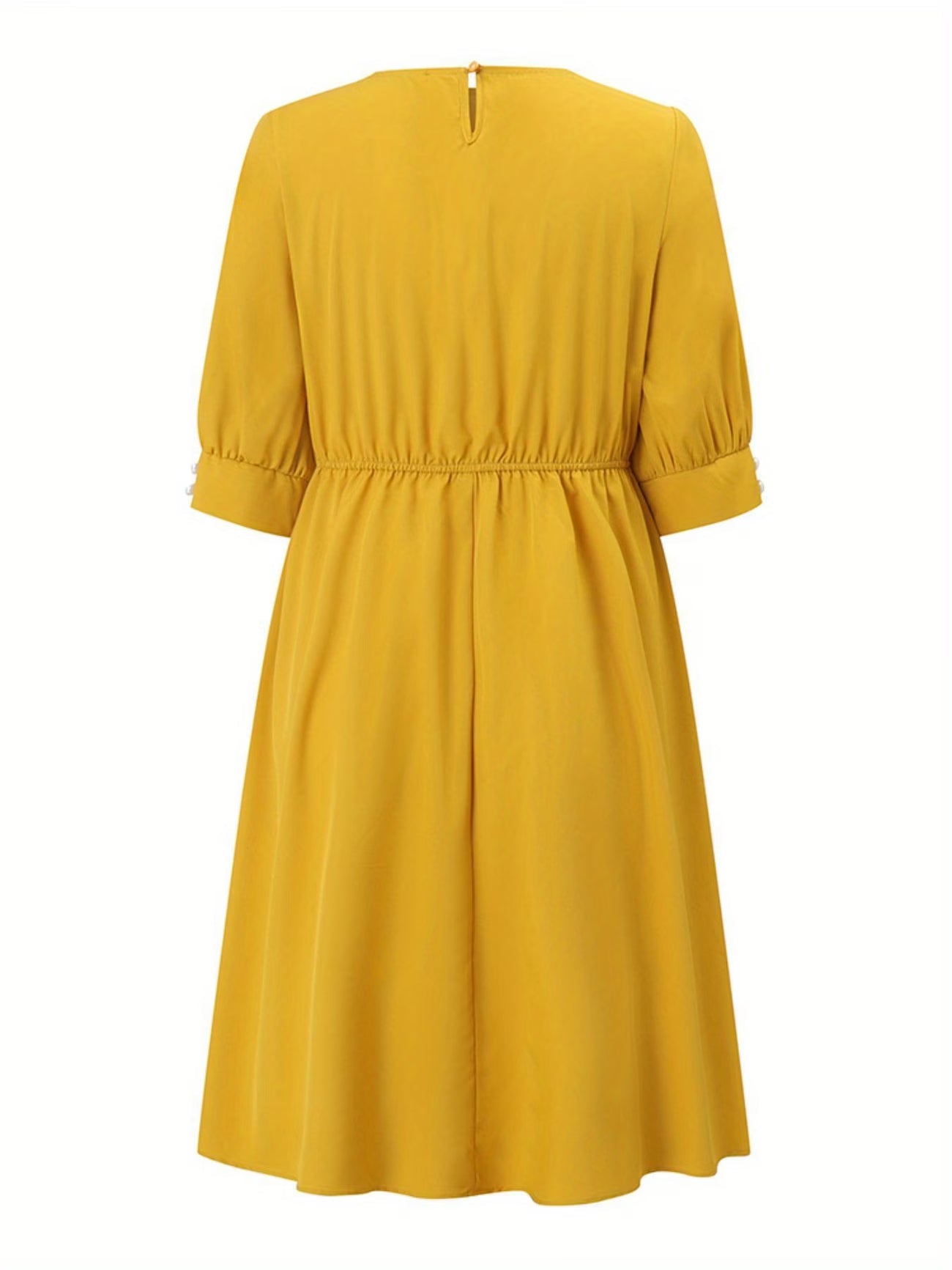 Elegant Korean Style Pleated A-Line Knee Length Dress