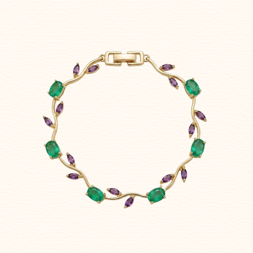 White Green  Purple Tulip Bracelet