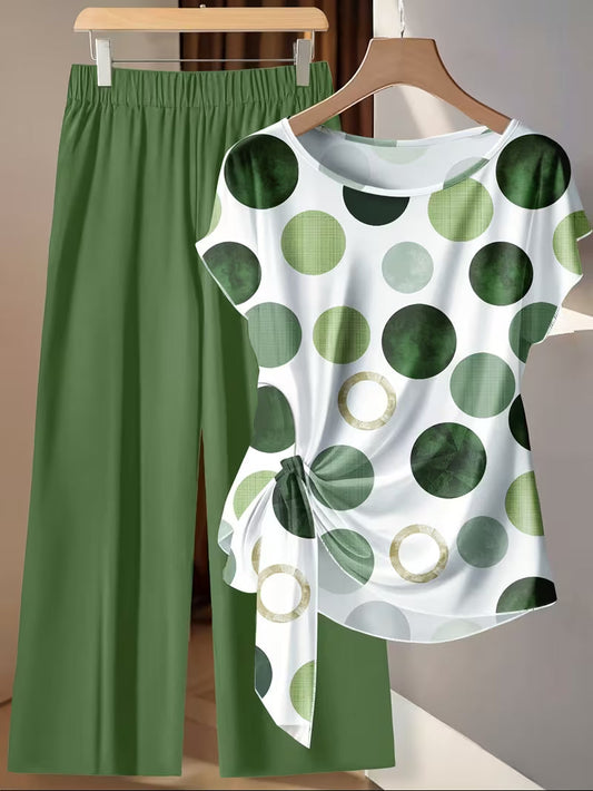 Artistic Vintage Print Two-Piece Outfit