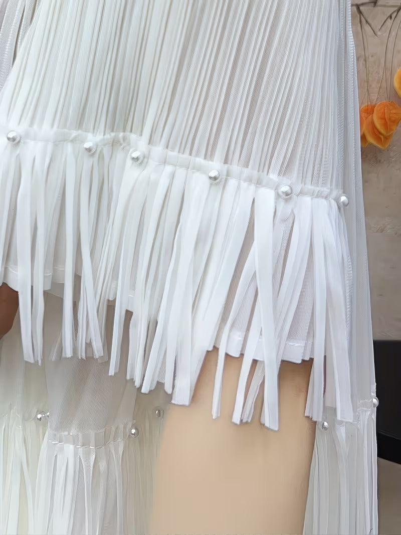 Effortless Style Plus Size Ruffle Tassel Skirt Co-Ord Set