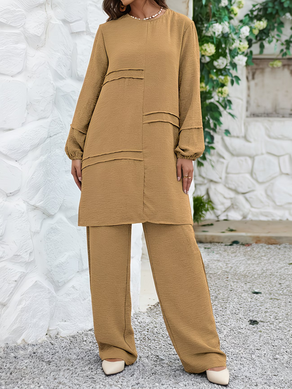 Timeless Twin-Stripe Abaya Two-Piece Set