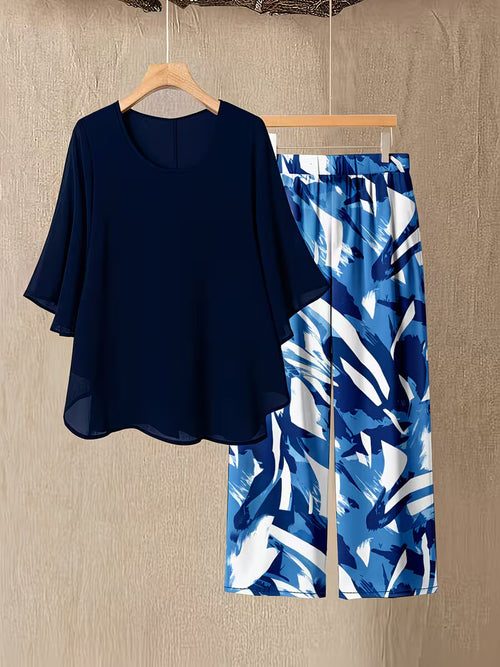 Elegant Brushstroke Plus Size Co-Ord Set