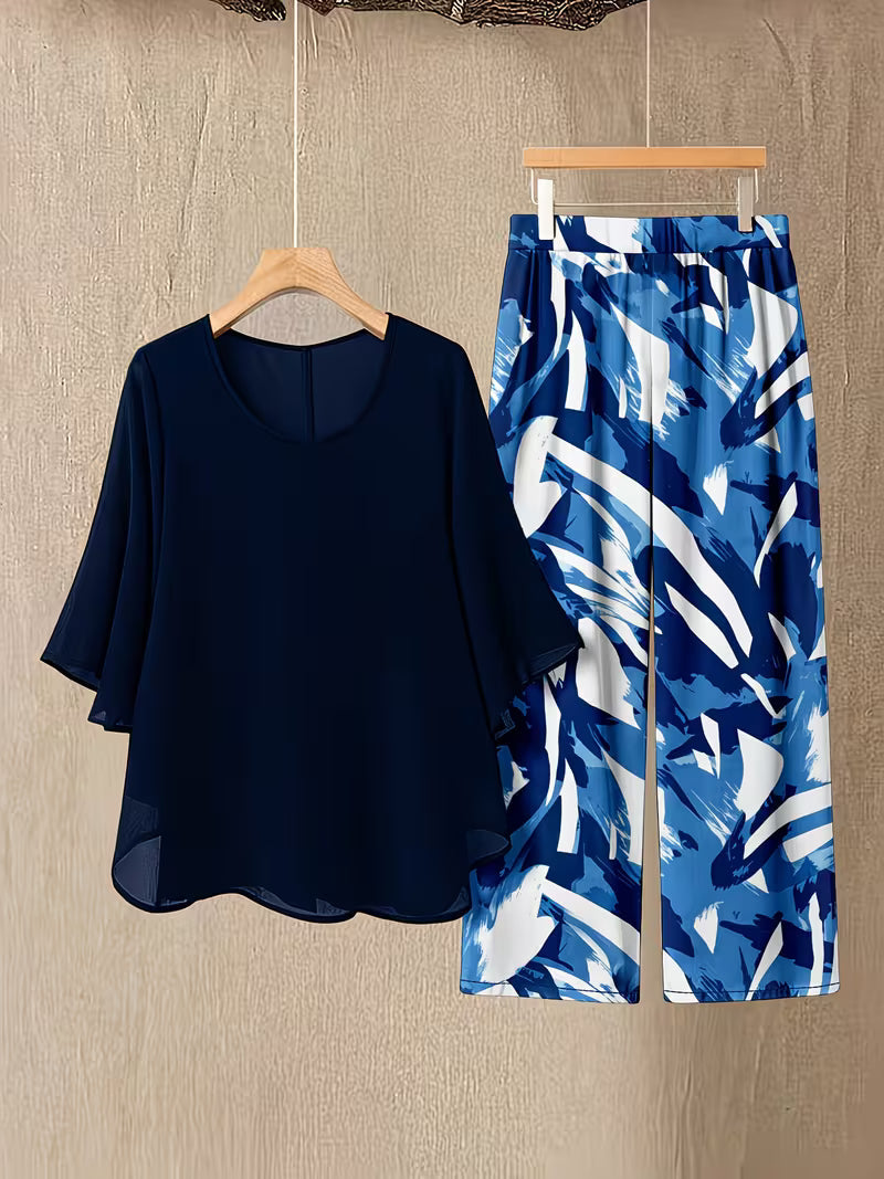 Elegant Brushstroke Plus Size Co-Ord Set