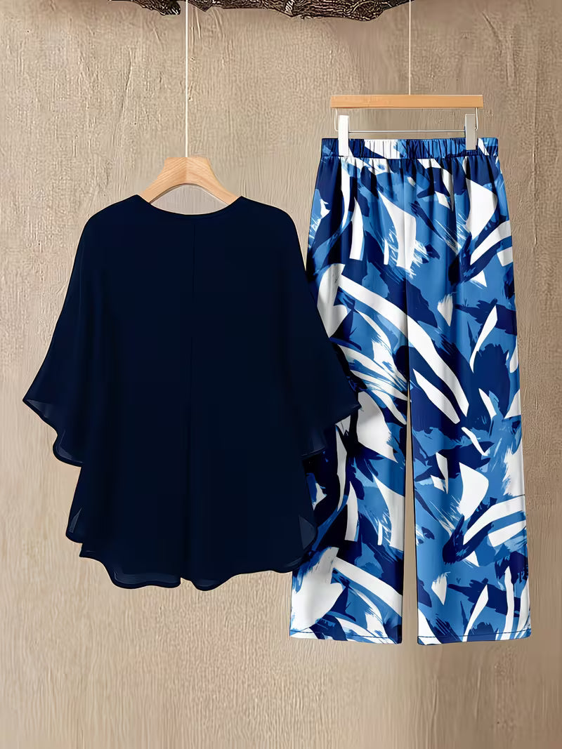 Elegant Brushstroke Plus Size Co-Ord Set