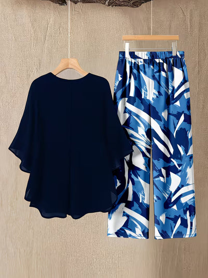 Elegant Brushstroke Plus Size Co-Ord Set