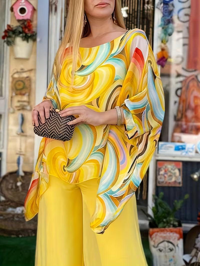Floral Print Chiffon Two-Piece Set for Women