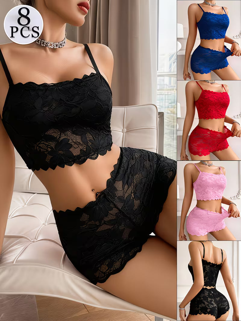 Luxury French Lace Lingerie Set (8PCS)