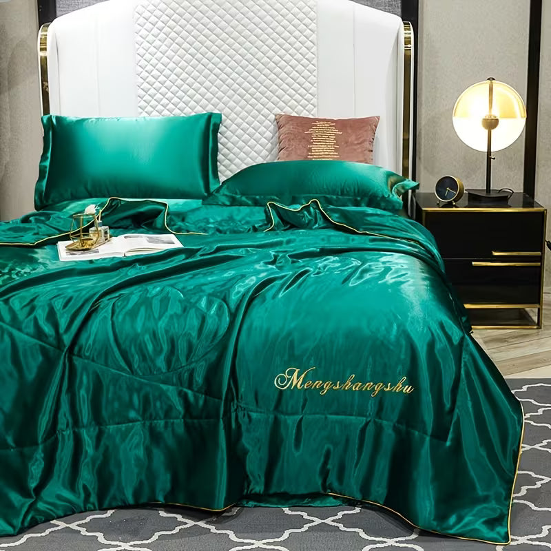 Luxury Solid Color Embroidered Comforter Set – Ultra Soft Breathable Cooling Bedding