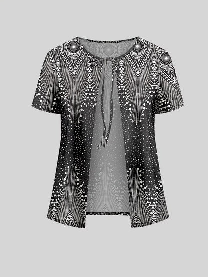 Ethnic Fusion Jacket & Skirt Set – Spring Autumn Comfort Wear