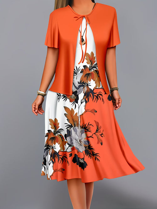 Floral Breeze Layered Dress Set with Jacket