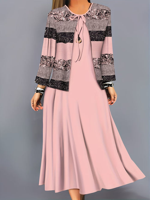 Floral Breeze Layered Dress Set with Jacket