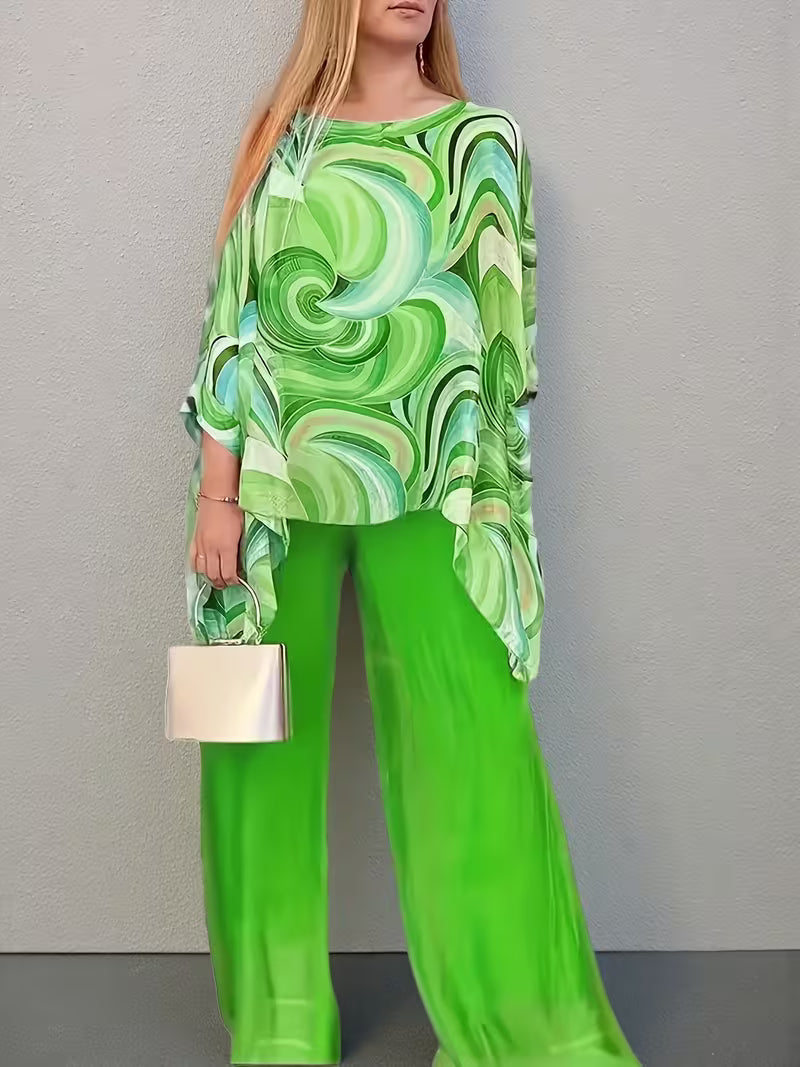 Floral Print Chiffon Two-Piece Set for Women
