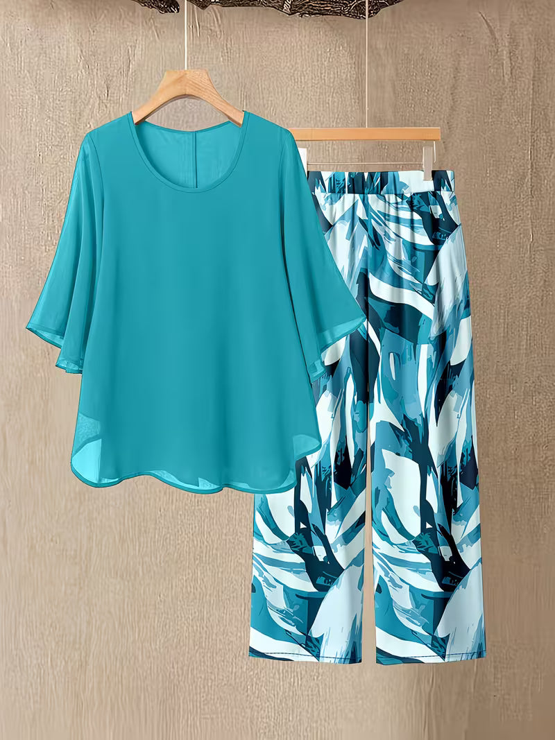 Elegant Brushstroke Plus Size Co-Ord Set