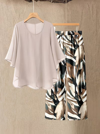 Elegant Brushstroke Plus Size Co-Ord Set