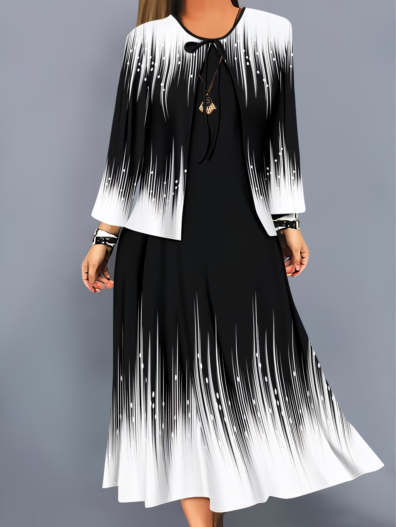 Floral Breeze Layered Dress Set with Jacket