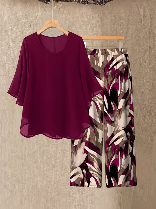 Elegant Brushstroke Plus Size Co-Ord Set