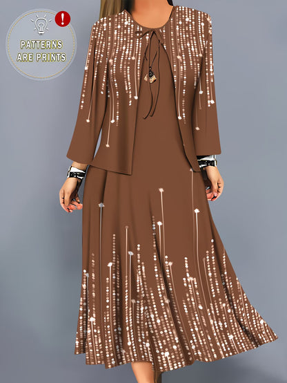 Floral Breeze Layered Dress Set with Jacket