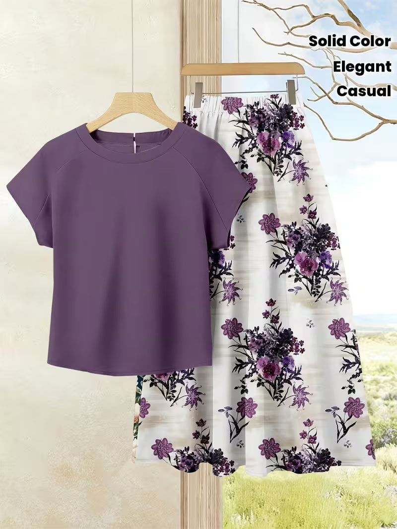 Boho Breeze Vintage Top & Printed Skirt Set