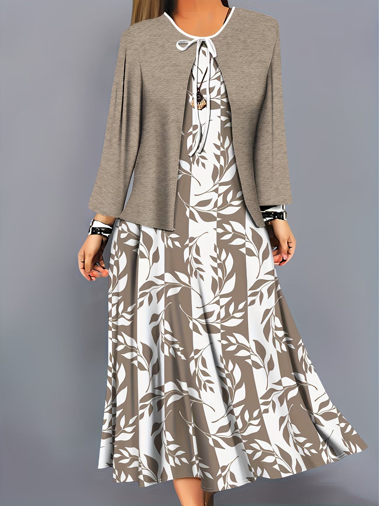 Floral Breeze Layered Dress Set with Jacket