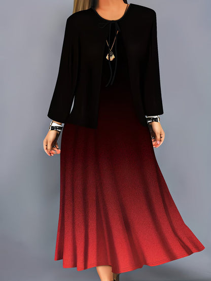Floral Breeze Layered Dress Set with Jacket