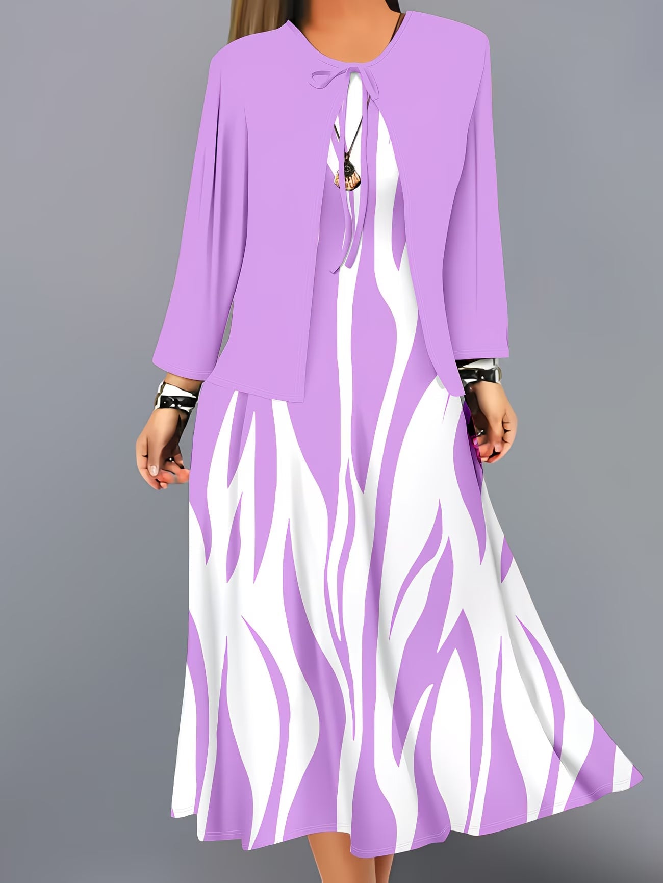 Floral Breeze Layered Dress Set with Jacket