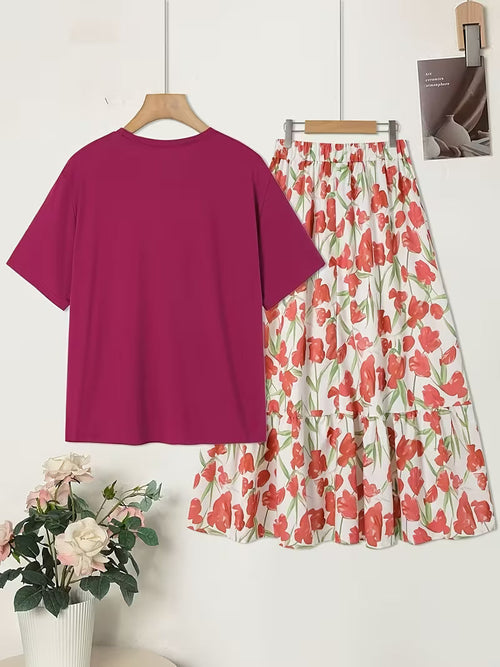 Boho Breeze Vintage Top & Printed Skirt Set