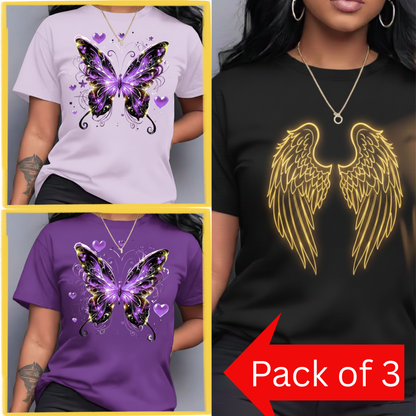 Pack of 3 Women’s Graphic Printed T-Shirts | Casual Stylish Cotton Tees
