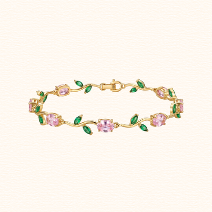 Pink Green Tulip Bracelet (Gold )