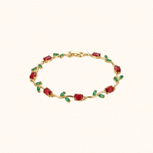 Red Green Tulip Bracelet