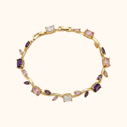 Pink Purple Tulip Crystal Bracelet