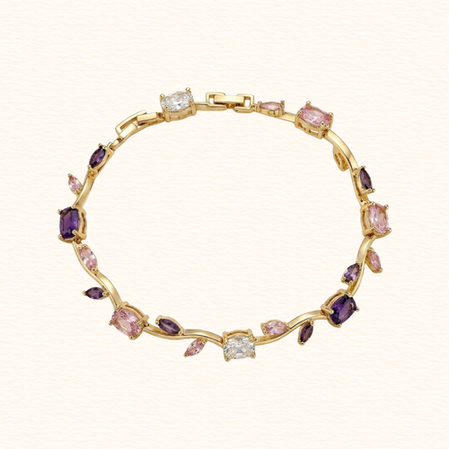Pink Purple Tulip Crystal Bracelet