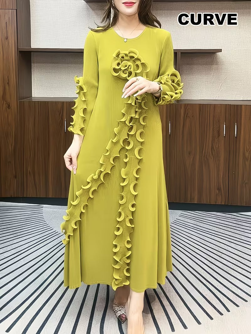 Modern Plus Size Pleated Dress with Relaxed Comfort Fit