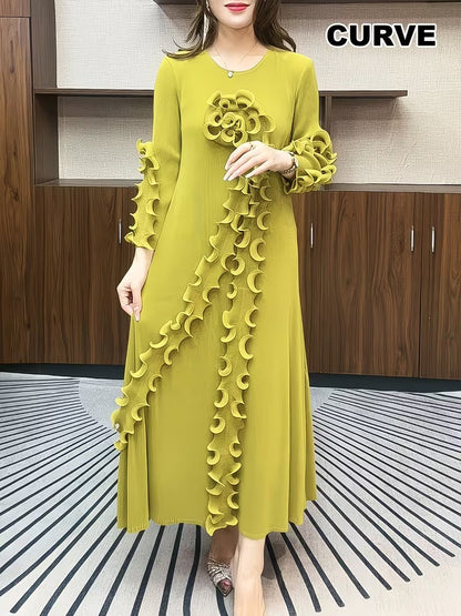 Modern Plus Size Pleated Dress with Relaxed Comfort Fit