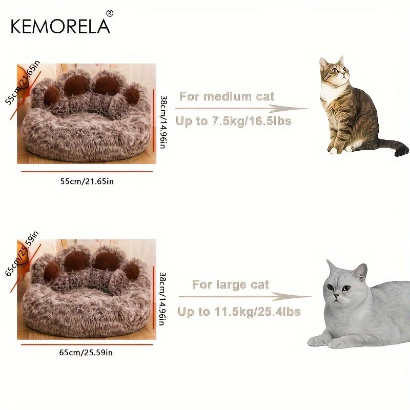 Bear Paw Plush Pet Bed – Soft Cozy Cat & Dog Bed with Non-Slip Bottom 🐾